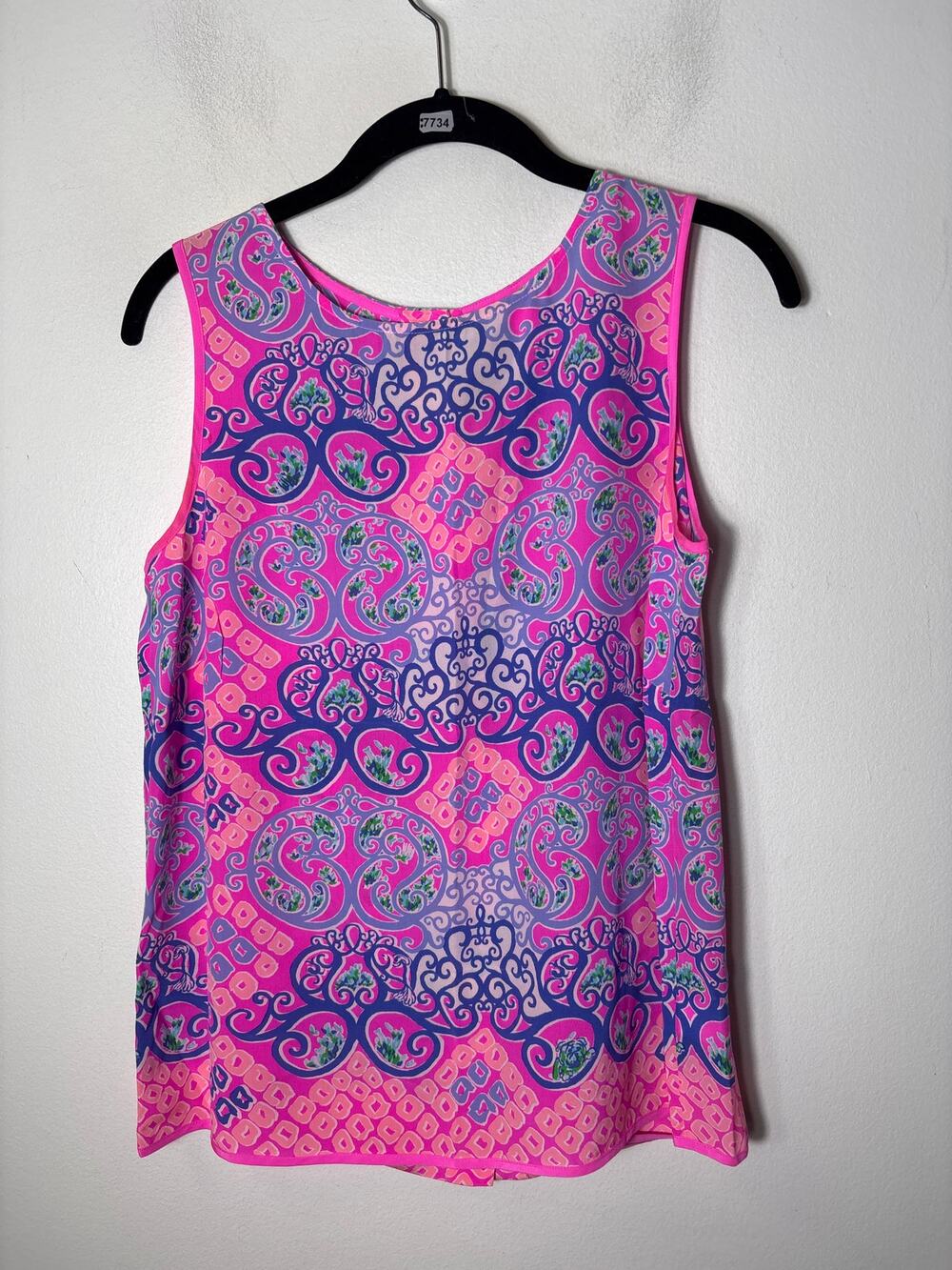 Lilly Pullitzer Silk Hot Pink and Lavendar Sleeveless Top Sz S